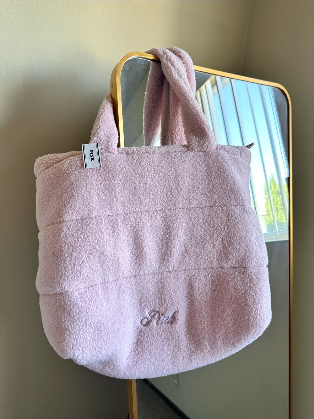 PINK Victoria’s Secret Cozy Plush Large Tote Bag Baby Pink Color NWT